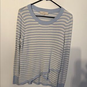 LOFT Sky Blue and Cream Lightweight Knit Sweater.